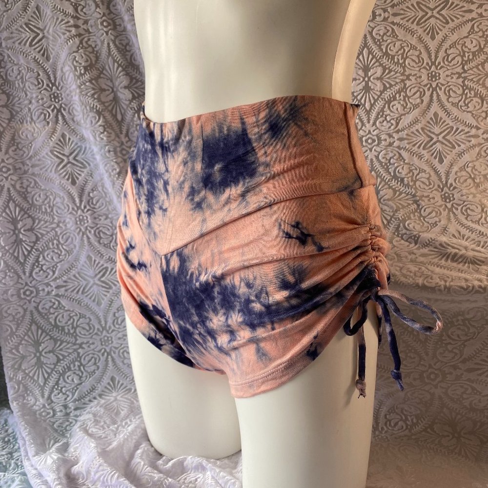 Peach and Navy Cinch Shorts - Warrior Within Designs